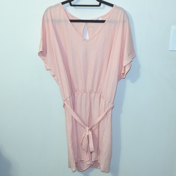 BloomChic Pants - Chicsoul Pink Short-Sleeve Romper with Tie Waist, 4" inseam Women's Size 3X